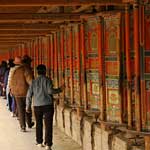 The Prayer Wheel circuit around Laburang Monastery in Xiahe is about 3 km. There are 1174 prayer wheels!