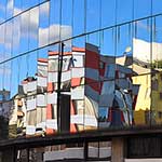 As always, modern, reflective buildings