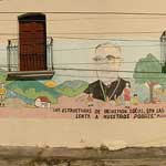 Archbishop Romero was assassinated in San Salvador - the writing reads: Las estructuras de injusticia social, son las que han dado muerte lenta a nuestros pobres.