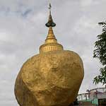 The Golden Rock, covered (you guessed) with gold leaf, balances exactly on the lower rock because of a hair of Buddha that is placed in the stupa on top