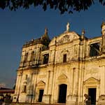 Here's the main facade, in need of some restoration, at sunset