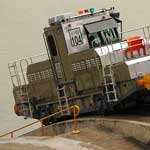 ...the locomotives move down the slope...