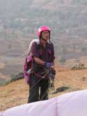 Setting up, just before take-off, on the Western Ghats in India